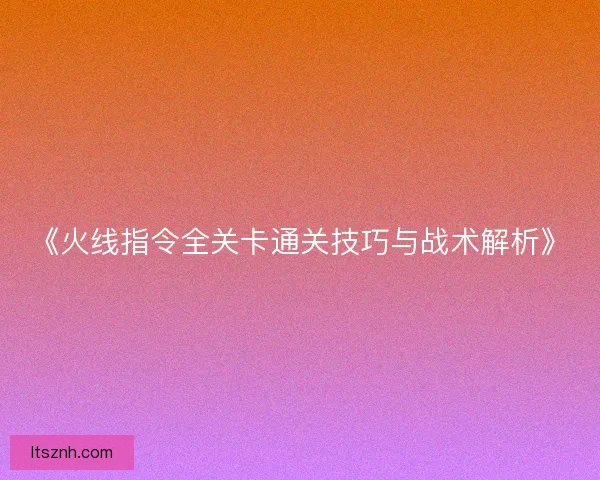 《火线指令全关卡通关技巧与战术解析》